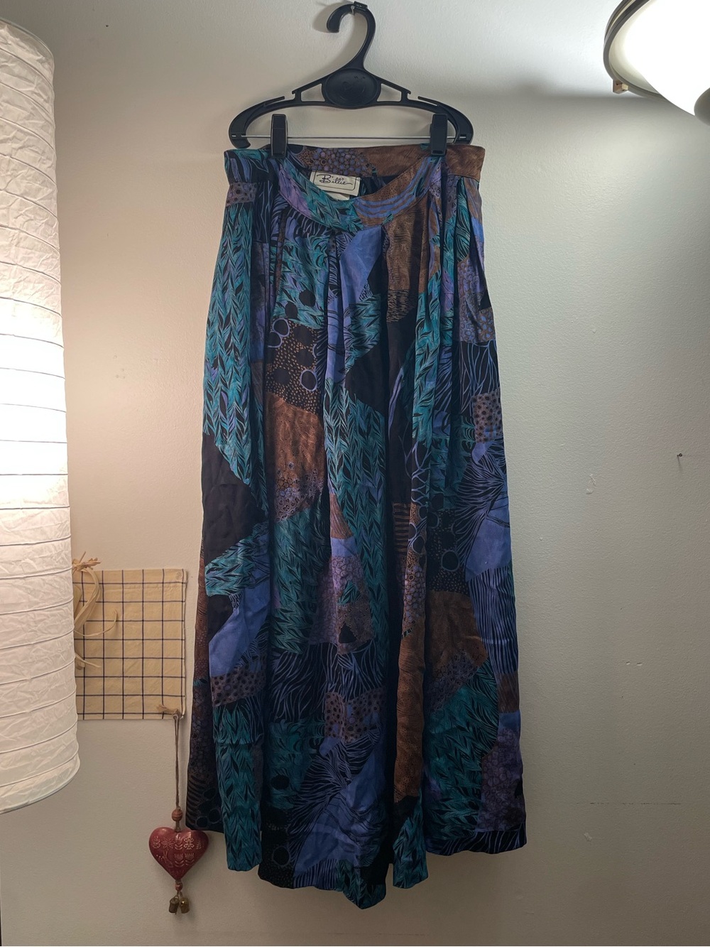 Women's Teal & Purple Patterned Maxi Skirt